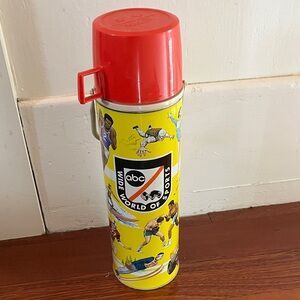 1976 ABC Wide World of Sports Vintage Yellow Red Thermos